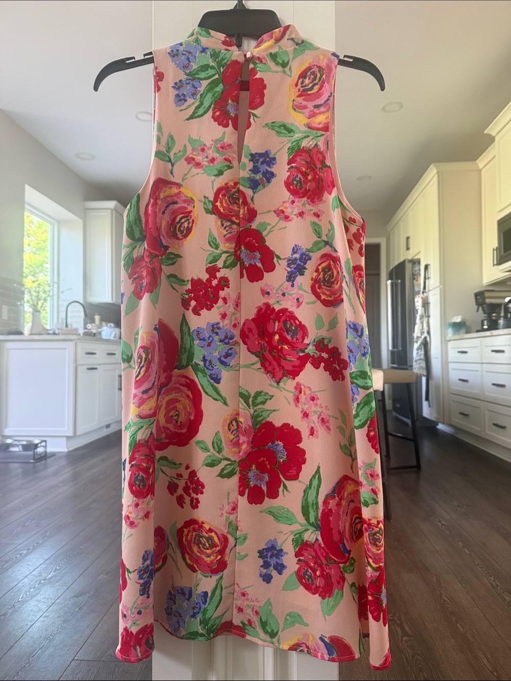Everly Pink Floral Dress with Red, Yellow & Green Accents Small - Picture 4 of 8